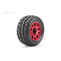 Jetko 1/8 MT 3.8 EX-TOMAHAWK Tyres (Claw Rim/Metal RED/Med Soft/Belted/17mm 0 o/s) [1801CRMSGBB1]