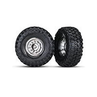 TRAXXAS TIRES AND WHEELS, ASSEMB, GLUED CHR - 38-8177