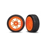 TRAXXAS TIRES AND WHEELS, ASSEMBLED, GLUED, ORANGE - 38-8373A