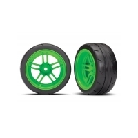 TRAXXAS TIRES AND WHEELS, ASSEMBLED, GLUED, GREEN - 38-8374G