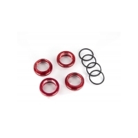 TRAXXAS SPRING RETAINER (ADJUSTER), RED-ANOD ALUM, GT-MAXX SHOCKS (4) (ASSEMBLED WITH O-RING) - 38-8968R