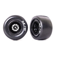TRAXXAS Tires & wheels, assembled, glued (Weld glossy black wheels, Mickey Thompson® ET Drag® Slicks, sticky compound, foam inserts) (rear) (2) 38-947