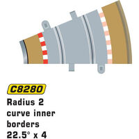 SCALEXTRIC BORDER, KERB & BARRIER - CURVE - R2 - 22.5 DEG INNER - 57-C8280
