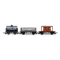 HORNBY TRIPLE WAGON PACK, MIXED WAGONS WITH BRAKE VAN - ERA 3 - 69-R60047