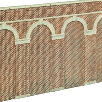 HORNBY HIGH LEVEL ARCHED RETAINING WALLS X 2 (RED BRICK)