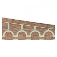 HORNBY MID STEPPED ARCHED RETAINING WALLS X2 (RED BRICK)