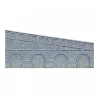 HORNBY MID STEPPED ARCHED RETAINING WALLS X2 (ENGINEERS BLUE BRICK)