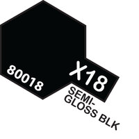 TAMIYA X-18 Semi Gloss Black Enamel Paint Gloss 10ml - 75-T80018