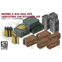 AFV Club 1/35 Bofors & M42 40mm Gun Ammunition And Accessory Set Plastic Model Kit [AF35189]