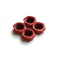 Serrated Cap Nut M12*1.0 Red (4pcs)-Alumina material - AG05-260101