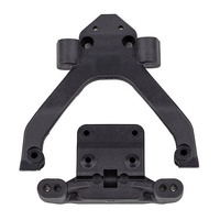 RC10B6.4 Front Top Plate and Ballstud Mount, angled carbon