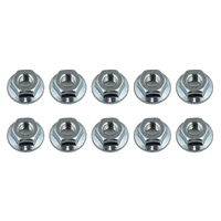 Wheel Nuts, M4 Serrated, flanged, silver steel