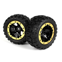 Blackzon Slyder MT Wheels/Tires Assembled (Black/Gold) [540087]