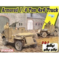Dragon 6727 1/35 Armored 1/4-Ton 4x4 Truck w/.50-cal Machine Gun Plastic Model Kit - DR 6727