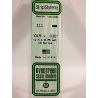 Evergreen White Polystyrene Strip 0.015 x 0.030 x 14" / 0.38mm x 0.76mm x 36cm (10)