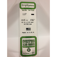 Evergreen 117 White Polystyrene Strip 0.015 x 0.156 x 14" / 0.38mm x 4mm x 36cm (10) - EVE-00117