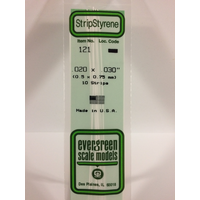 Evergreen 121 White Polystyrene Strip 0.020 x 0.030 x 14" / 0.51mm x 0.76mm x 36cm (10) - EVE-00121