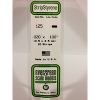 Evergreen White Polystyrene Strip 0.020 x 0.100 x 14" / 0.51mm x 2.5mm x 36cm (10)