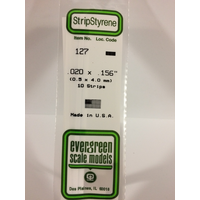 Evergreen White Polystyrene Strip 0.020 x 0.156 x 14" / 0.51mm x 4mm x 36cm (10)