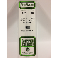 Evergreen 137 White Polystyrene Strip 0.030 x 0.156 x 14" / 0.76mm x 4mm x 36cm (10) - EVE-00137