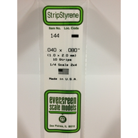 Evergreen 144 White Polystyrene Strip 0.040 x 0.080 x 14" / 1mm x 2mm x 36cm (10) - EVE-00144