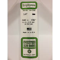 Evergreen 147 White Polystyrene Strip 0.040 x 0.156 x 14" / 1mm x 4mm x 36cm (10) - EVE-00147