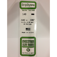 Evergreen 148 White Polystyrene Strip 0.040 x 0.188 x 14" / 1mm x 4.8mm x 36cm (10) - EVE-00148