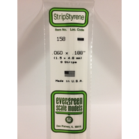Evergreen 158 White Polystyrene Strip 0.060 x 0.188 x 14" / 1.5mm x 4.8mm x 36cm (9) - EVE-00158