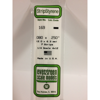 Evergreen 169 White Polystyrene Strip 0.080 x 0.250 x 14" / 2mm x 6.4mm x 36cm (7) - EVE-00169