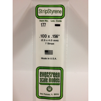 Evergreen White Polystyrene Strip 0.100 x 0.156 x 14" / 2.5mm x 4mm x 36cm (7)