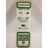 Evergreen 178 White Polystyrene Strip 0.100 x 0.188 x 14" / 2.5mm x 4.8mm x 36cm (7) - EVE-00178