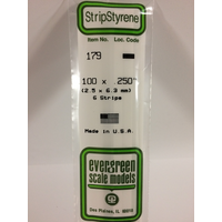 Evergreen 179 White Polystyrene Strip 0.100 x 0.250 x 14" / 2.5mm x 6.4mm x 36cm (6) - EVE-00179