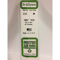 Evergreen White Polystyrene Rod 0.080 x 14" / 2mm x 36cm (6)