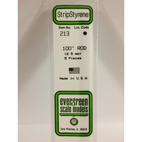 Evergreen White Polystyrene Rod 0.100 x 14" / 2.5mm x 36cm (5)