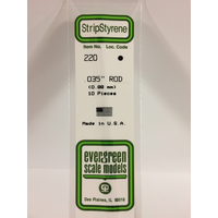 Evergreen 220 White Polystyrene Rod 0.0350 x 14" / 0.88mm x 36cm (10) - EVE-00220
