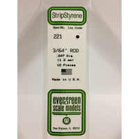 Evergreen White Polystyrene Rod 0.047 x 14" / 1.2mm x 36cm (10)