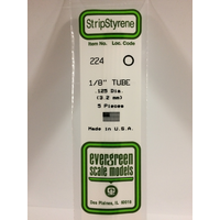 Evergreen 224 White Polystyrene Tube 0.125 x 14" / 3.2mm x 36cm (5) - EVE-00224