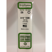 Evergreen 226 White Polystyrene Tube 0.187 x 14" / 4.7mm x 36cm (4) - EVE-00226