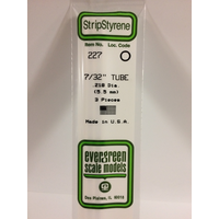 Evergreen 227 White Polystyrene Tube 0.219 x 14" / 5.6mm x 36cm (3) - EVE-00227