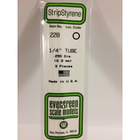 Evergreen 228 White Polystyrene Tube 0.250 x 14" / 6.4mm x 36cm (3) - EVE-00228