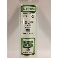 Evergreen 229 White Polystyrene Tube 0.281 x 14" / 7.1mm x 36cm (3) - EVE-00229