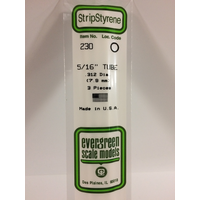 Evergreen 230 White Polystyrene Tube 0.312 x 14" / 7.9mm x 36cm (3) - EVE-00230