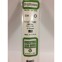 Evergreen 234 White Polystyrene Tube 0.438 x 14" / 11.1mm x 36cm (2) - EVE-00234