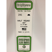 Evergreen 241 White Polystyrene Half Round 0.060 x 14" / 1.5mm x 36cm (5) - EVE-00241