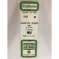 Evergreen 248 White Polystyrene Quarter Round 0.060 x 14" / 1.5mm x 36cm (4) - EVE-00248