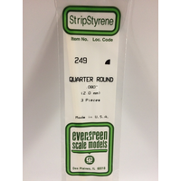 Evergreen 249 White Polystyrene Quarter Round 0.080 x 14" / 2mm x 36cm (3) - EVE-00249
