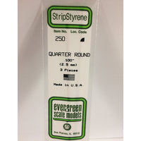Evergreen 250 White Polystyrene Quarter Round 0.100 x 14" / 2.5mm x 36cm (3) - EVE-00250