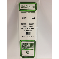 Evergreen White Polystyrene Rectangular Tube 0.125 x 0.250 x 14" / 3.2mm x 6.4mm x 36cm (3)