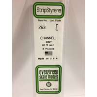 Evergreen White Polystyrene Channel 0.100 x 14" / 2.5mm x 36cm (4)