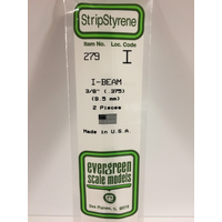 Evergreen White Polystyrene I-Beam 0.375 x 14" / 9.5mm x 36cm (2)